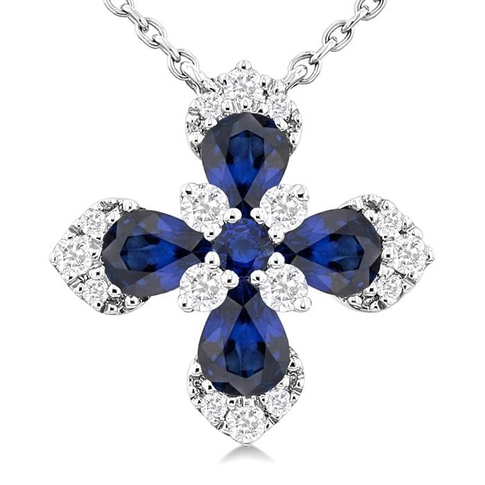 Raven Blossom Pear Shape Gemstone & Diamond Pendant