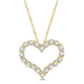 1 1/2 Ctw Round Cut Diamond Heart Pendant With Chain in 18K Yellow Gold