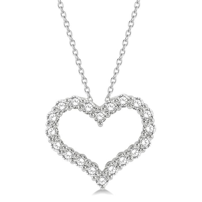 2 Ctw Heart Shape Round Cut Diamond Pendant With Chain in 14K White Gold