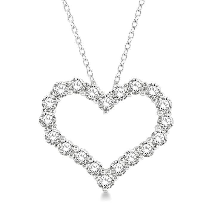 3 Ctw Heart Shape Round Cut Diamond Pendant With Chain in 14K White Gold