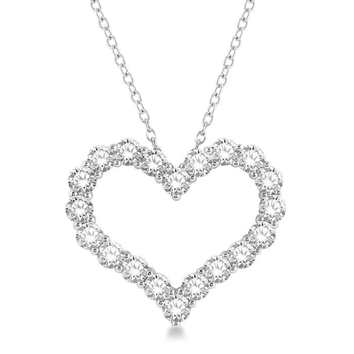 4 Ctw Heart Shape Round Cut Diamond Pendant With Chain in 14K White Gold