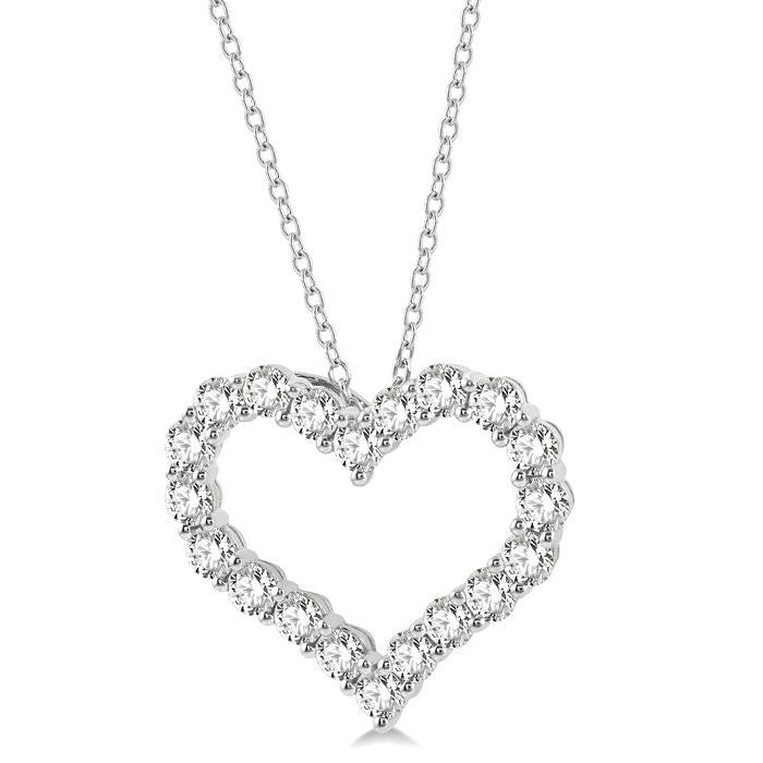 4 Ctw Heart Shape Round Cut Diamond Pendant With Chain in 14K White Gold