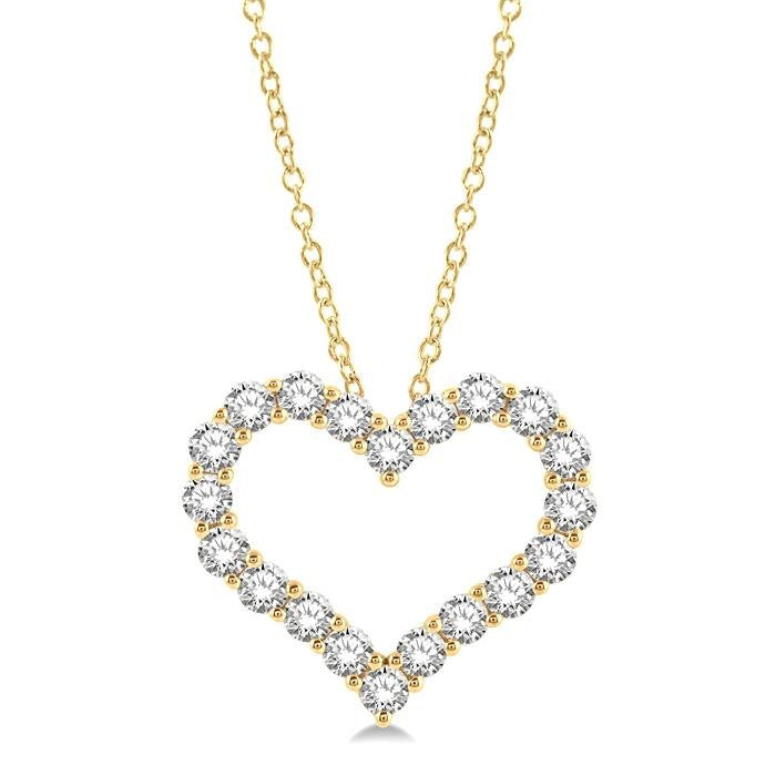 4 Ctw Heart Shape Round Cut Diamond Pendant With Chain in 14K Yellow Gold