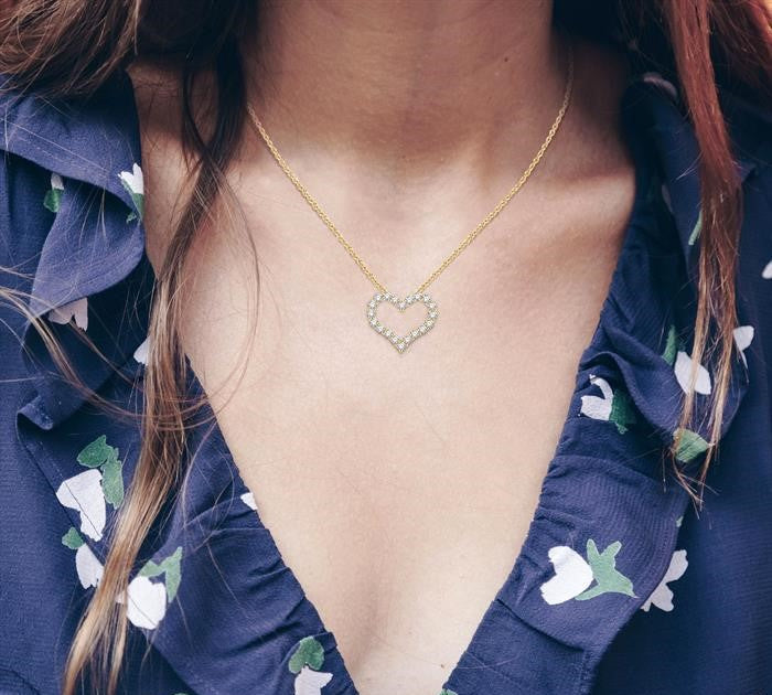 4 Ctw Heart Shape Round Cut Diamond Pendant With Chain in 14K Yellow Gold