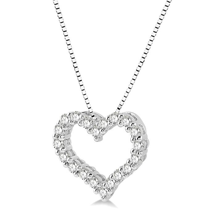 1/2 Ctw Heart Shape Round Cut Diamond Pendant With Chain in 14K White Gold