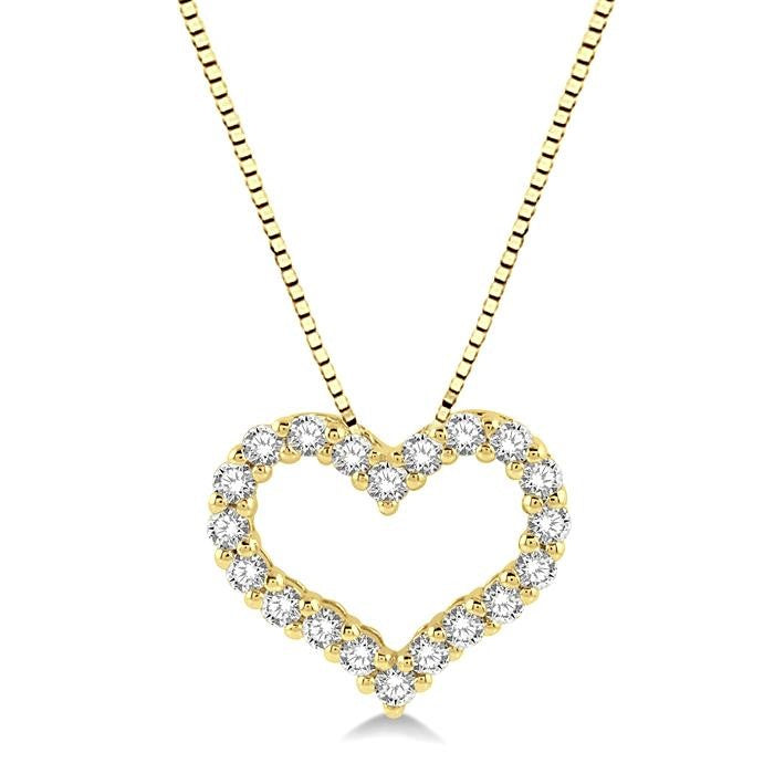1/2 Ctw Heart Shape Round Cut Diamond Pendant With Chain in 14K Yellow Gold