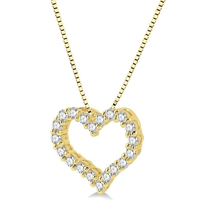 1/2 Ctw Heart Shape Round Cut Diamond Pendant With Chain in 14K Yellow Gold
