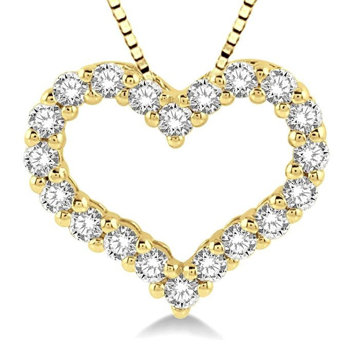 1/2 Ctw Heart Shape Round Cut Diamond Pendant With Chain in 14K Yellow Gold