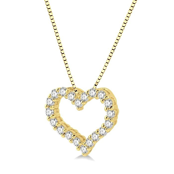 1/4 Ctw Heart Shape Round Cut Diamond Pendant With Chain in 14K Yellow Gold