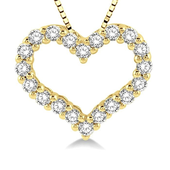 1/4 Ctw Heart Shape Round Cut Diamond Pendant With Chain in 14K Yellow Gold