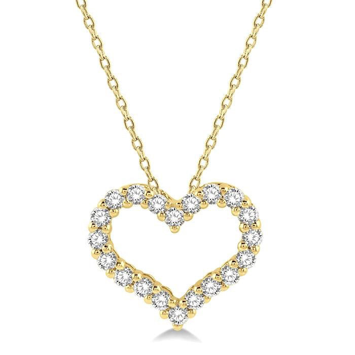 Amoria Diamond Heart Pendant in 14K Yellow Gold