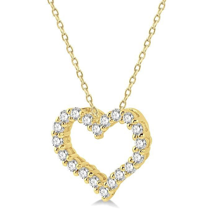Amoria Diamond Heart Pendant in 14K Yellow Gold
