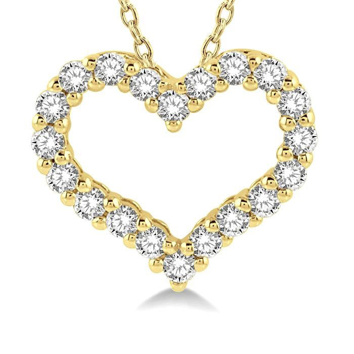Amoria Diamond Heart Pendant in 14K Yellow Gold