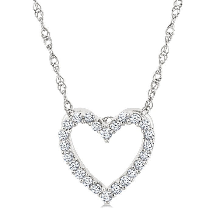 1/10 Ctw Heart Shape Round Cut Diamond Pendant With Chain in 10K White Gold