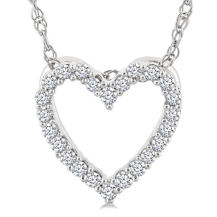 1/10 Ctw Heart Shape Round Cut Diamond Pendant With Chain in 10K White Gold