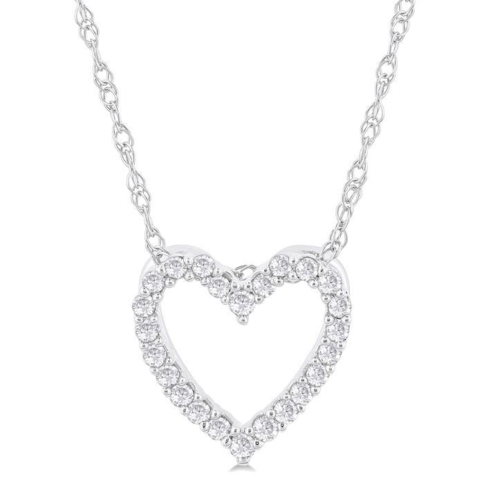 Seraphia Diamond Heart Pendant in 10K White Gold