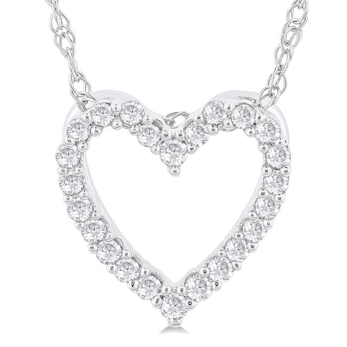 Seraphia Diamond Heart Pendant in 10K White Gold