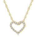 1/20 Ctw Heart Shape Round Cut Diamond Pendant With Chain in 10K Yellow Gold