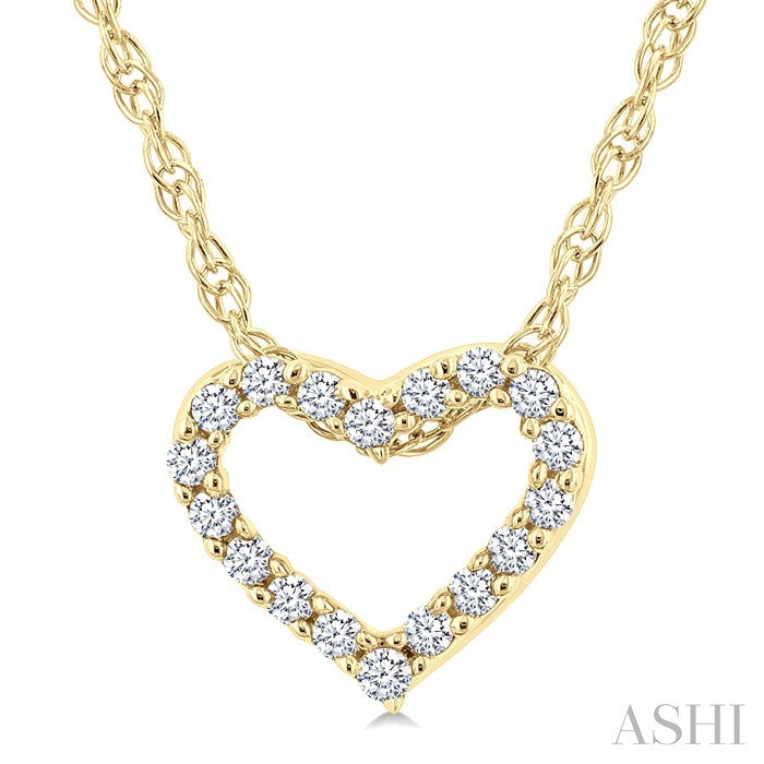 1/20 Ctw Heart Shape Round Cut Diamond Pendant With Chain in 10K Yellow Gold