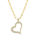 1/2 Ctw Reclined Heart Round Cut Diamond Pendant With Chain in 14K Yellow Gold