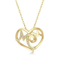 1/20 Ctw MOM Round Cut Diamond Heart Pendant With Chain in 10K Yellow Gold