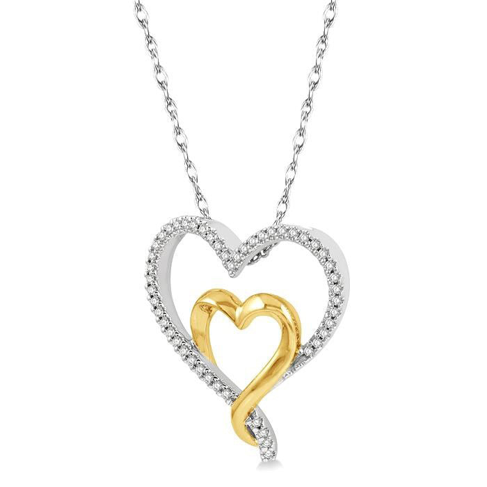 Beryl Mallow Double Heart Shape Diamond Fashion Pendant