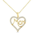 1/4 Ctw 'MOM' Heart Frame Round Cut Diamond Fashion Pendant With Chain in 10K Yellow Gold