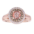 Diamond and Round Morganite Double Halo Ring