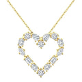 1 Ctw Heart Shape Mixed Diamond Cut Fashion Pendant With Chain in 14K Yellow Gold