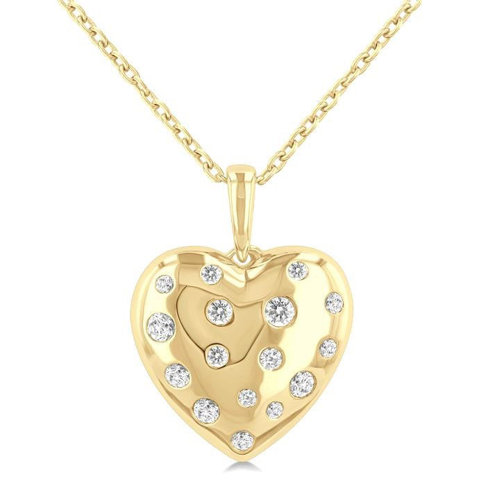 Celestia Willow Puffed Heart Shape Diamond Pendant