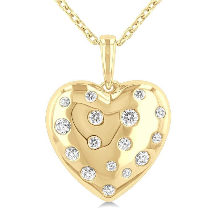 Celestia Willow Puffed Heart Shape Diamond Pendant