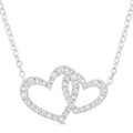 1/4 Ctw Interlocked Heart Round Cut Diamond Fashion Pendant With Chain in 10K White Gold