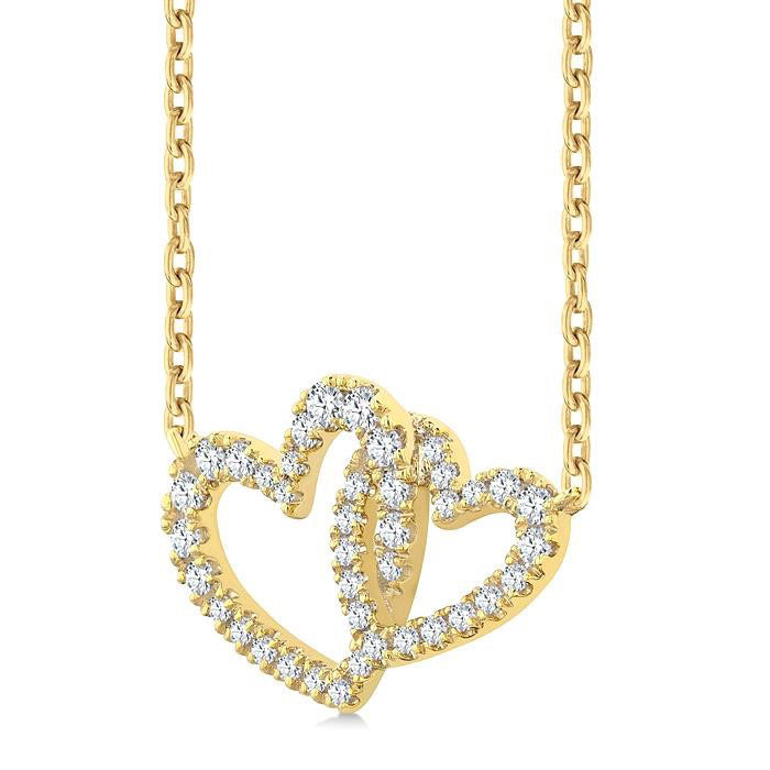 Frost Horizon Double Heart Shape Diamond Fashion Pendant