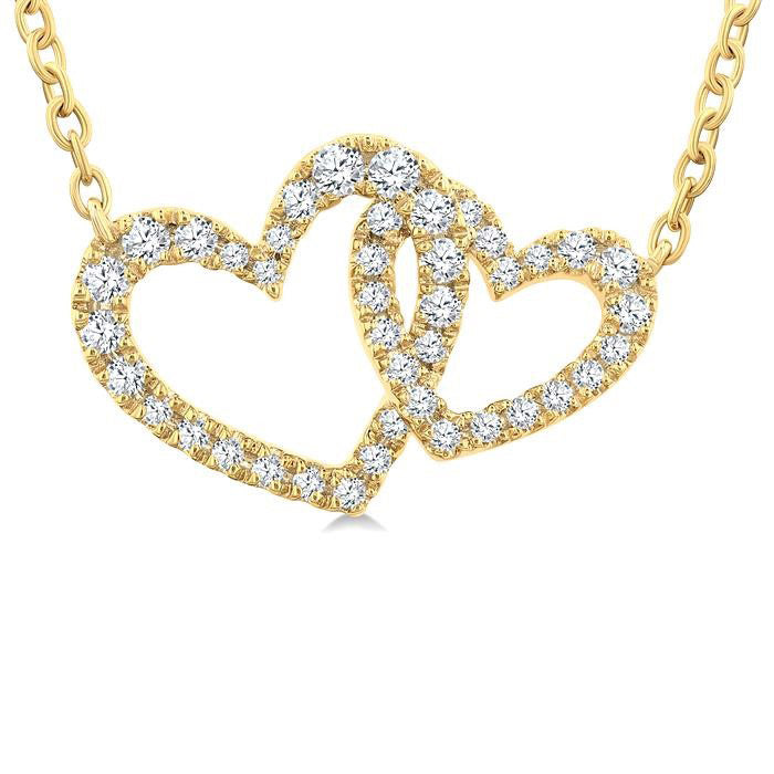 Frost Horizon Double Heart Shape Diamond Fashion Pendant