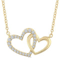 1/8 Ctw Interlocked Heart Round Cut Diamond Fashion Pendant With Chain in 10K Yellow Gold