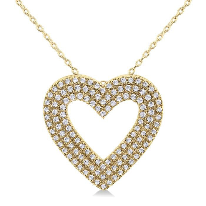 Galatea Zephyr Heart Shape Three Row Diamond Pendant