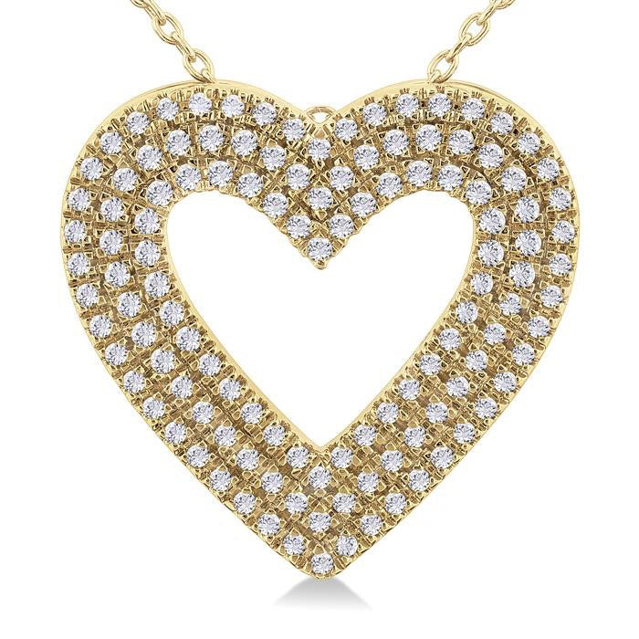 Galatea Zephyr Heart Shape Three Row Diamond Pendant