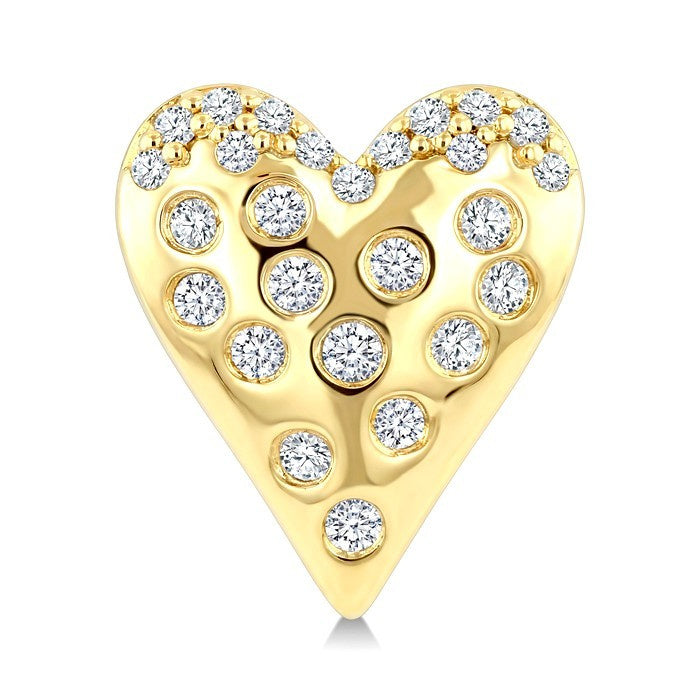 1/5 Ctw Round Cut Diamond Heart Mosaic Stud Earrings in 10K Yellow Gold
