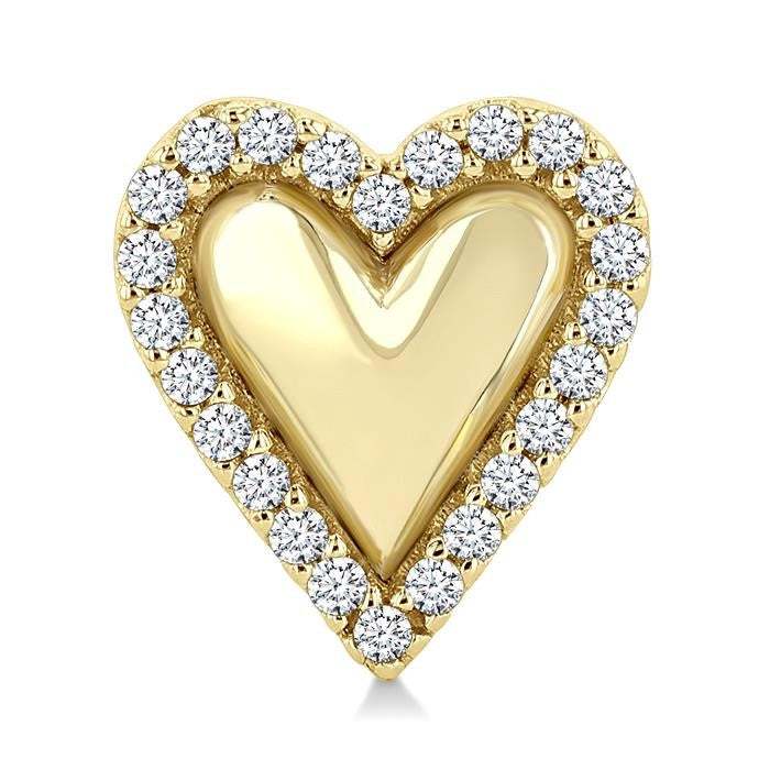 1/5 Ctw Petite Overlay Heart Round Cut Diamond Fashion Stud Earrings in 10K Yellow Gold