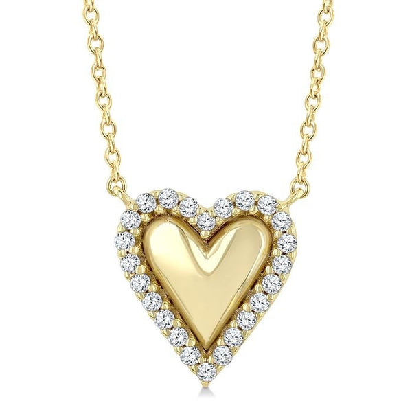 1/8 Ctw Petite Overlay Heart Round Cut Diamond Fashion Pendant With Chain in 10K Yellow Gold