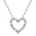 1/10 Ctw Baguette and Round Cut Diamond Heart Shape Fashion Pendant With Chain in 10K White Gold