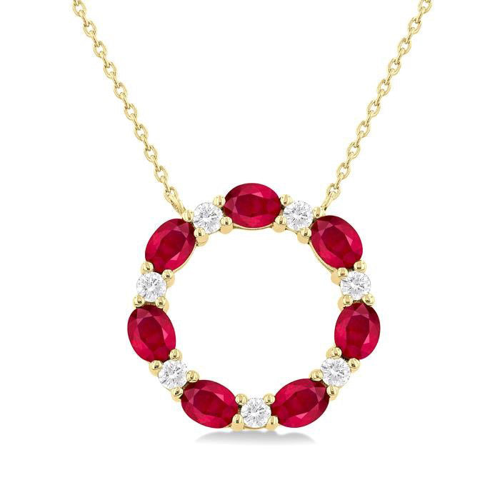 Cascade Circle Gemstone & Diamond Pendant