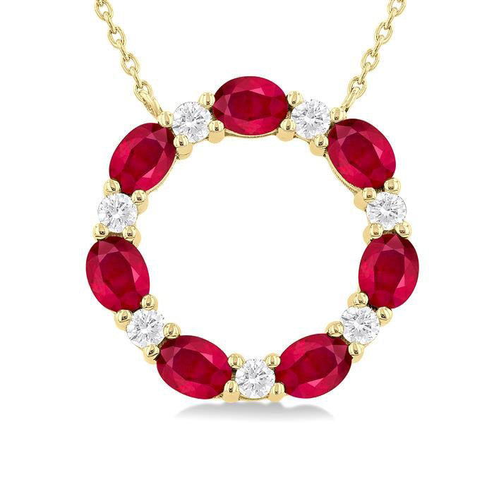 Cascade Circle Gemstone & Diamond Pendant