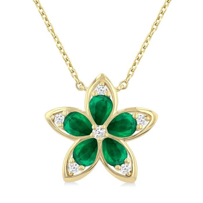 Sable Pear Shape Floral Gemstone & Diamond Pendant