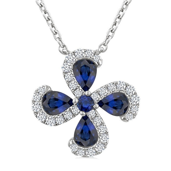Elysian Pear Shape Floral Gemstone & Diamond Pendant