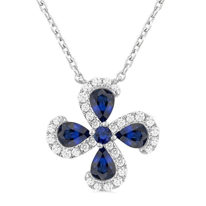 Elysian Pear Shape Floral Gemstone & Diamond Pendant