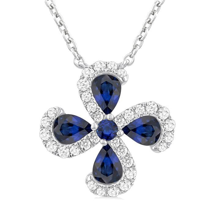 Elysian Pear Shape Floral Gemstone & Diamond Pendant