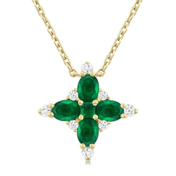 Wisteria Oval Shape Floral Gemstone & Diamond Pendant