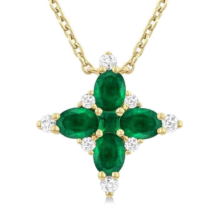 Wisteria Oval Shape Floral Gemstone & Diamond Pendant