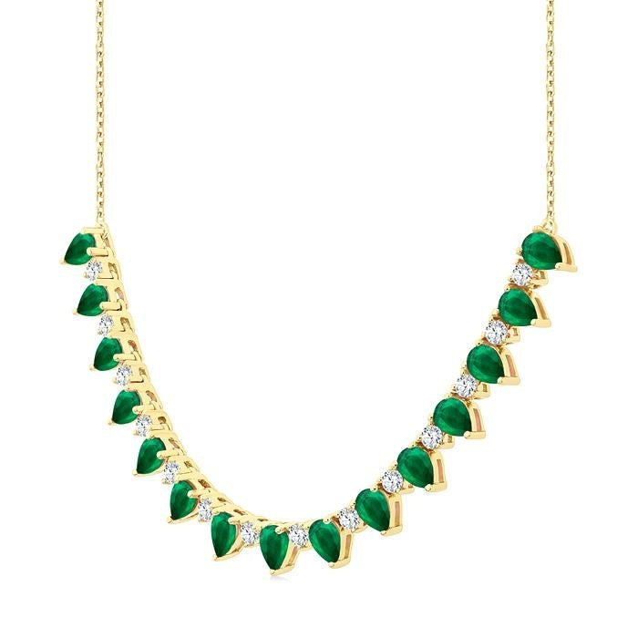 Clover Pear Shape Gemstone & Diamond Tennis Necklace